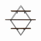 Raft modern din lemn nuc și metal negru, ideal pentru living – primabucata
