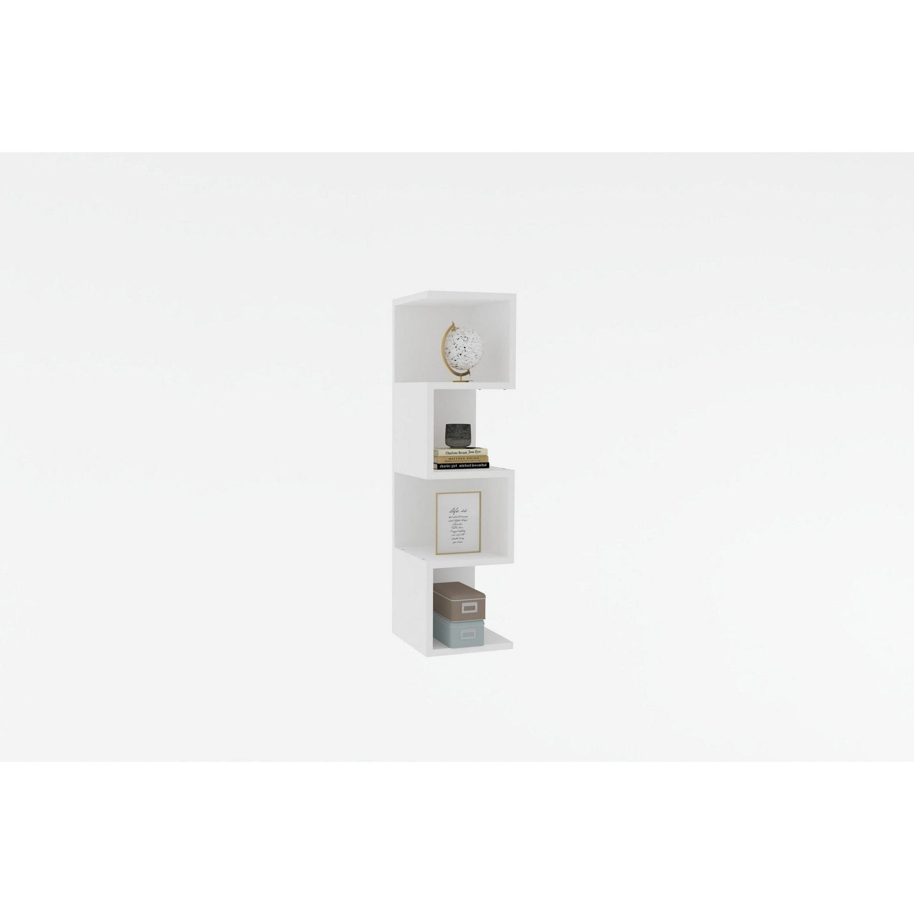 Raft alb modern cu trei compartimente, ideal pentru living – primabucata