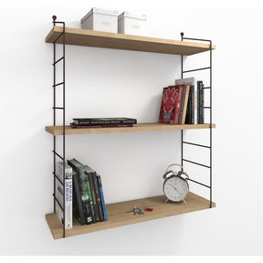 Raft din stejar cu suport negru, ideal pentru living sau birou – primabucata
