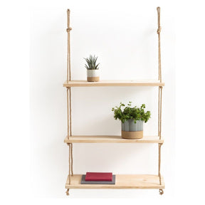 Raft suspendat din stejar sonoma, decorat cu plante, ideal pentru living – primabucata