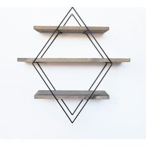 Raft modern din stejar și negru, cu design geometric, ideal pentru living – primabucata
