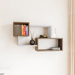 Raft modern din nuc și alb, perfect pentru living, cu spațiu de depozitare – primabucata