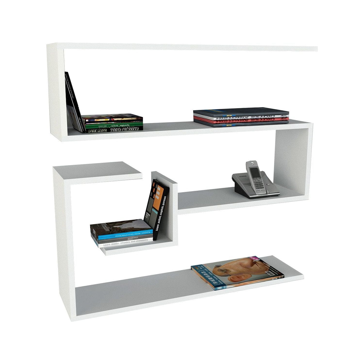 Raft alb modern pentru living, ideal pentru cărți și decor – primabucata