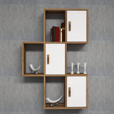 Raft modern din nuc și alb, ideal pentru living, cu spații de depozitare – primabucata