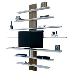 Raft alb cu detalii din nuc, ideal pentru living, perfect pentru organizarea decorului – primabucata