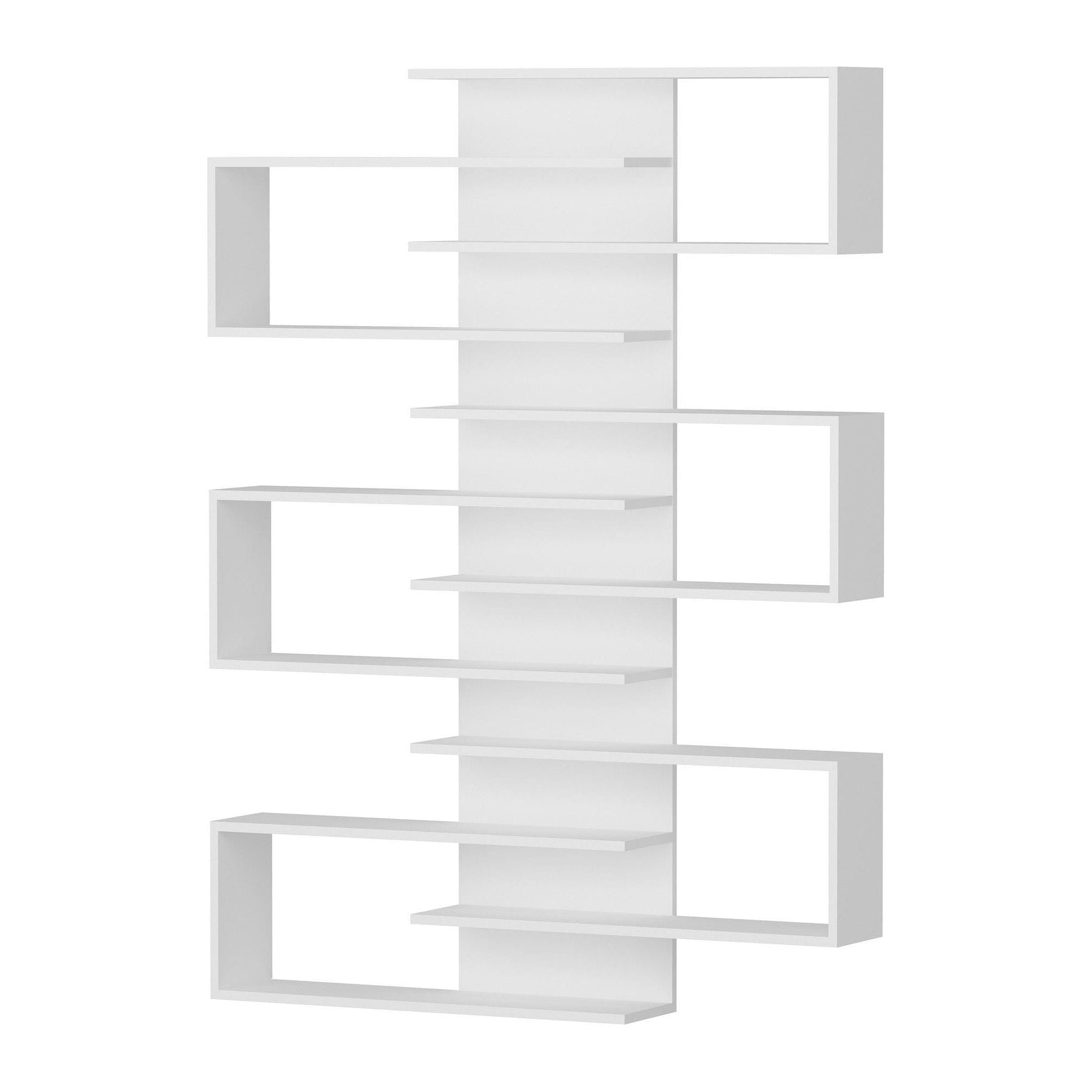 Raft alb modern pentru living, cu design asimetric – primabucata