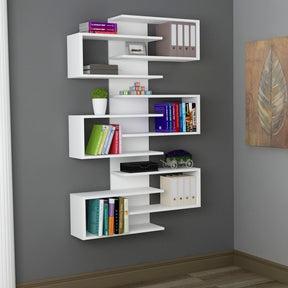 Raft alb modern, ideal pentru living, cu design asimetric – primabucata