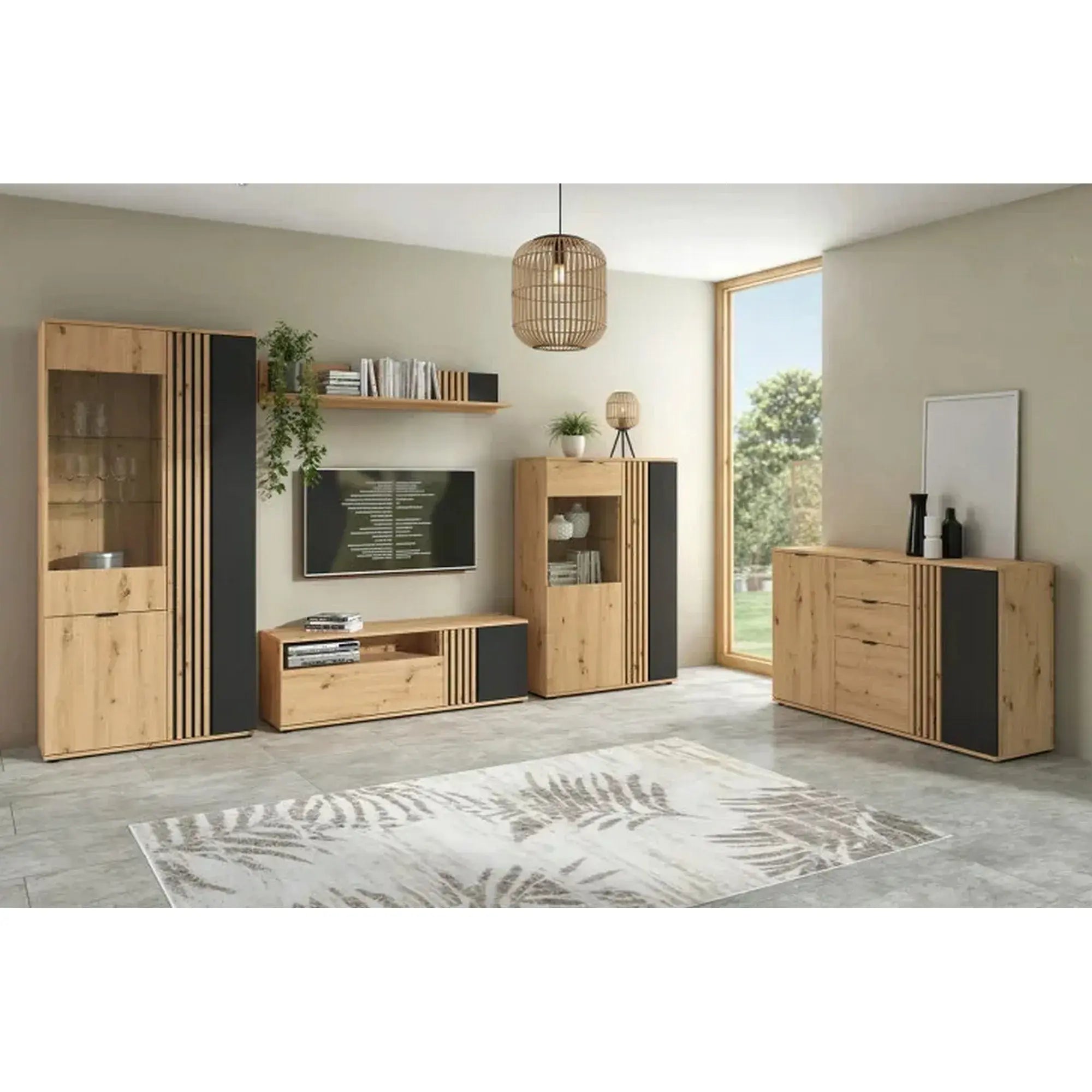 Raft BERGEN OCN-28631, stejar artisan/negru mat