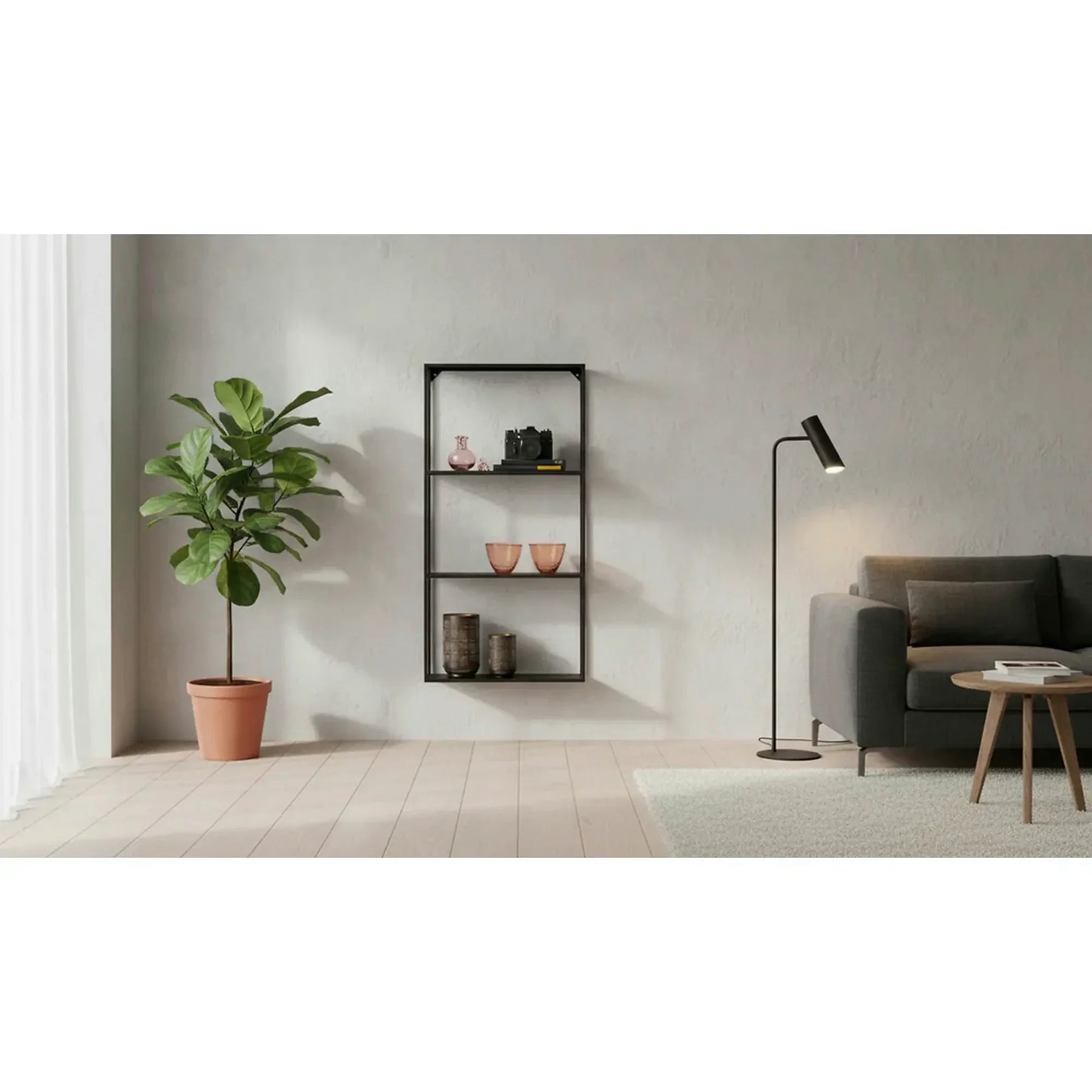Raft NILS, metal, negru, 45×15×90 cm