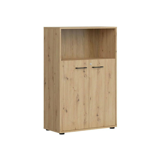 Comoda SPACE OFFICE, stejar artisan, PAL laminat, cu incuietoare, 80x37x122 cm