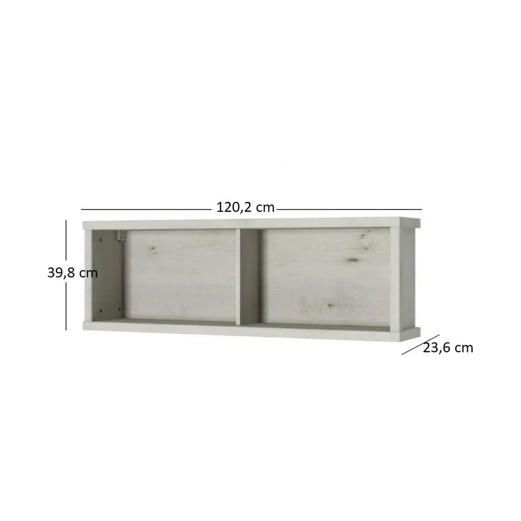 Raft NONELL, PAL laminat, alb/gri antracit, 120.2×23.6×39.8 cm
