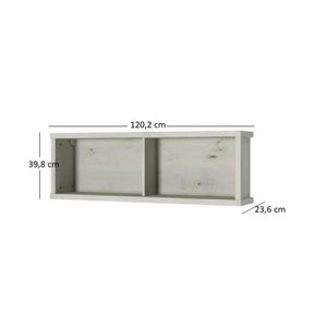 Raft NONELL, PAL laminat, alb/gri antracit, 120.2×23.6×39.8 cm