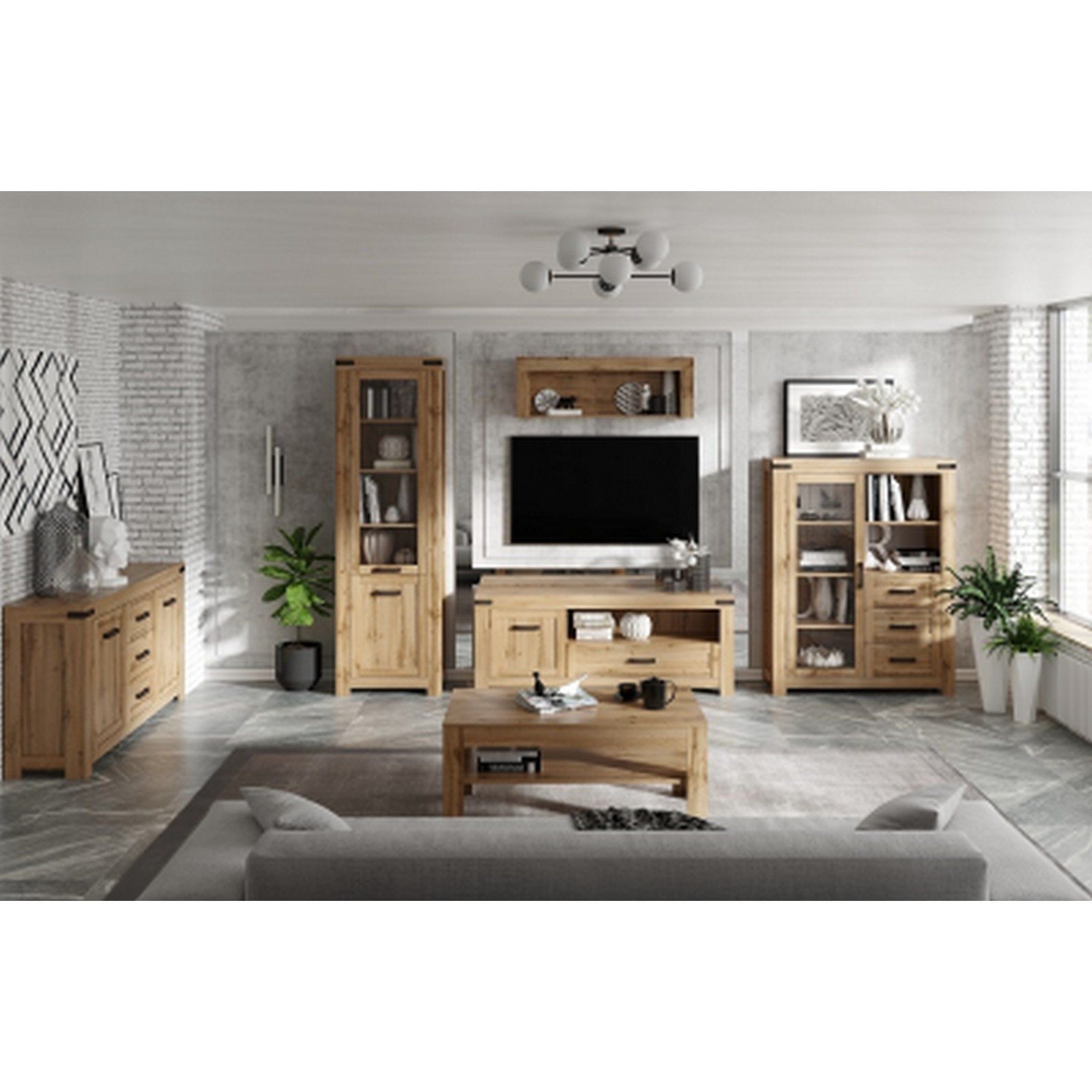 Raft MORTIZ, stejar wotan, PAL laminat, 112x23x39 cm