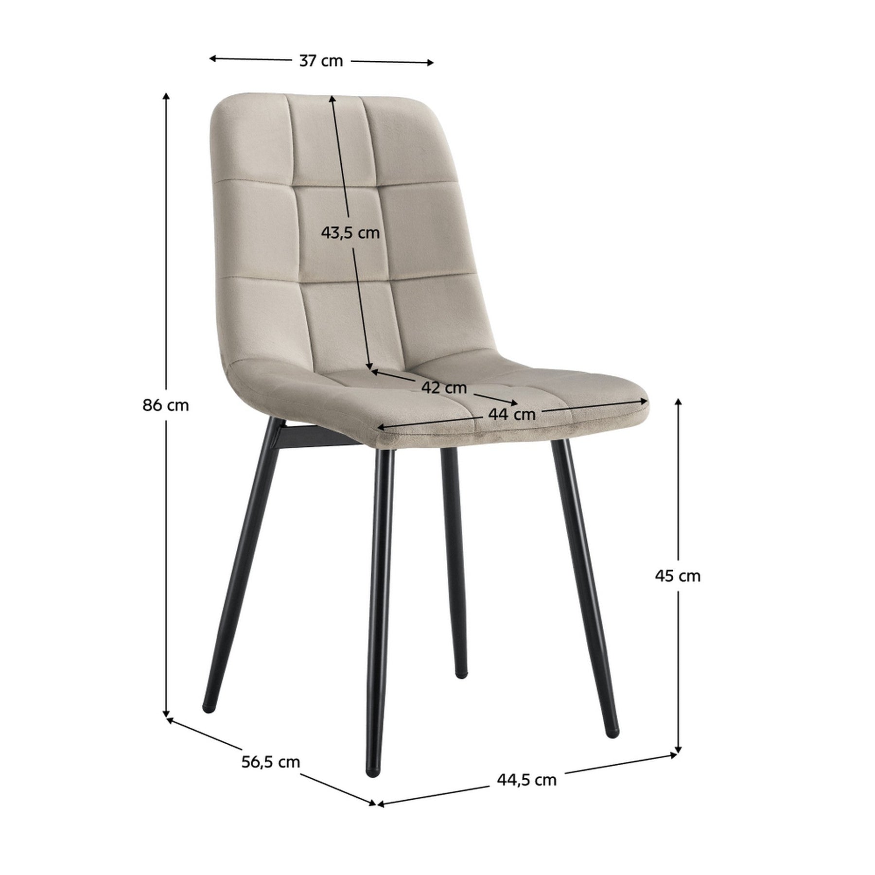 Scaun RAMITA TIP 3, gri/negru, stofa catifelata/metal, 45x57x86 cm