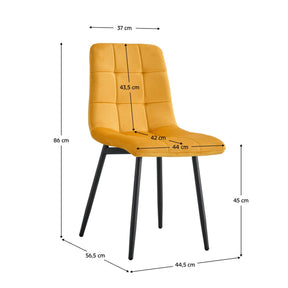 Scaun RAMITA TIP 3, galben/negru, stofa catifelata/metal, 45x57x86 cm