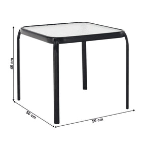 Masuta gradina RAMOL, negru, sticla securizata/otel, 50x50x46 cm