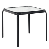 Masuta gradina RAMOL, negru, sticla securizata/otel, 50x50x46 cm