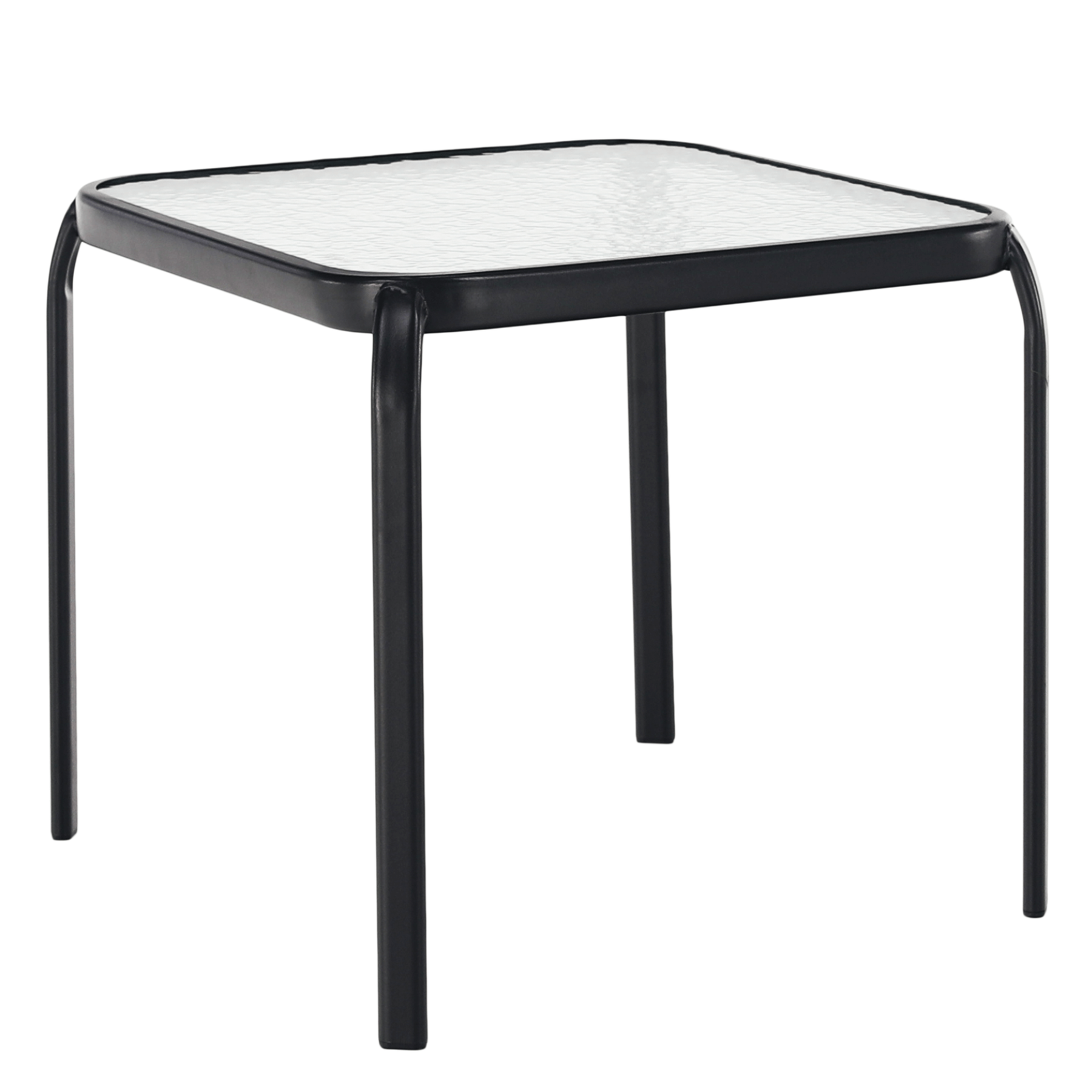 Masuta gradina RAMOL, negru, sticla securizata/otel, 50x50x46 cm