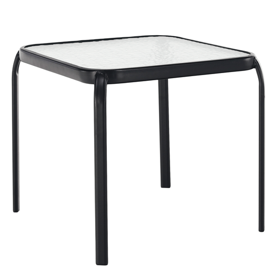 Masuta gradina RAMOL, negru, sticla securizata/otel, 50x50x46 cm