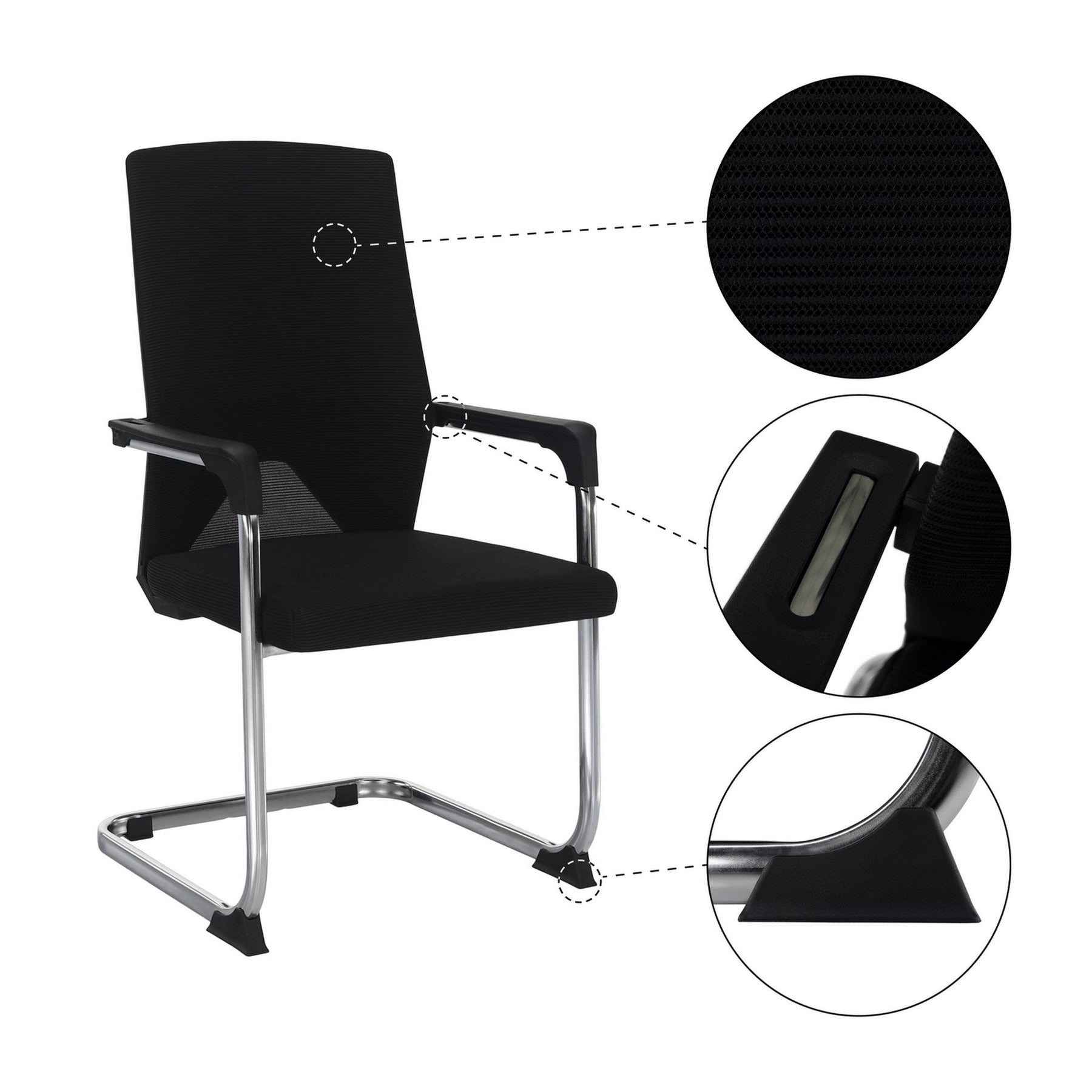 Scaun RAVIL, negru/crom, plasa/plastic/metal, 57x60x102 cm