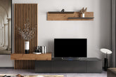 Mobilier living REBECA PLUS, stejar artisan/negru, PAL, 250x43x200 cm