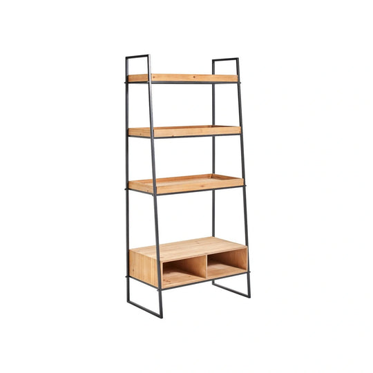 Etajera COBURG, stejar/negru, 65x36x140 cm