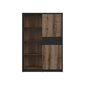 Comoda inalta KASSEL, nuc/negru, PAL, 100x41x145 cm