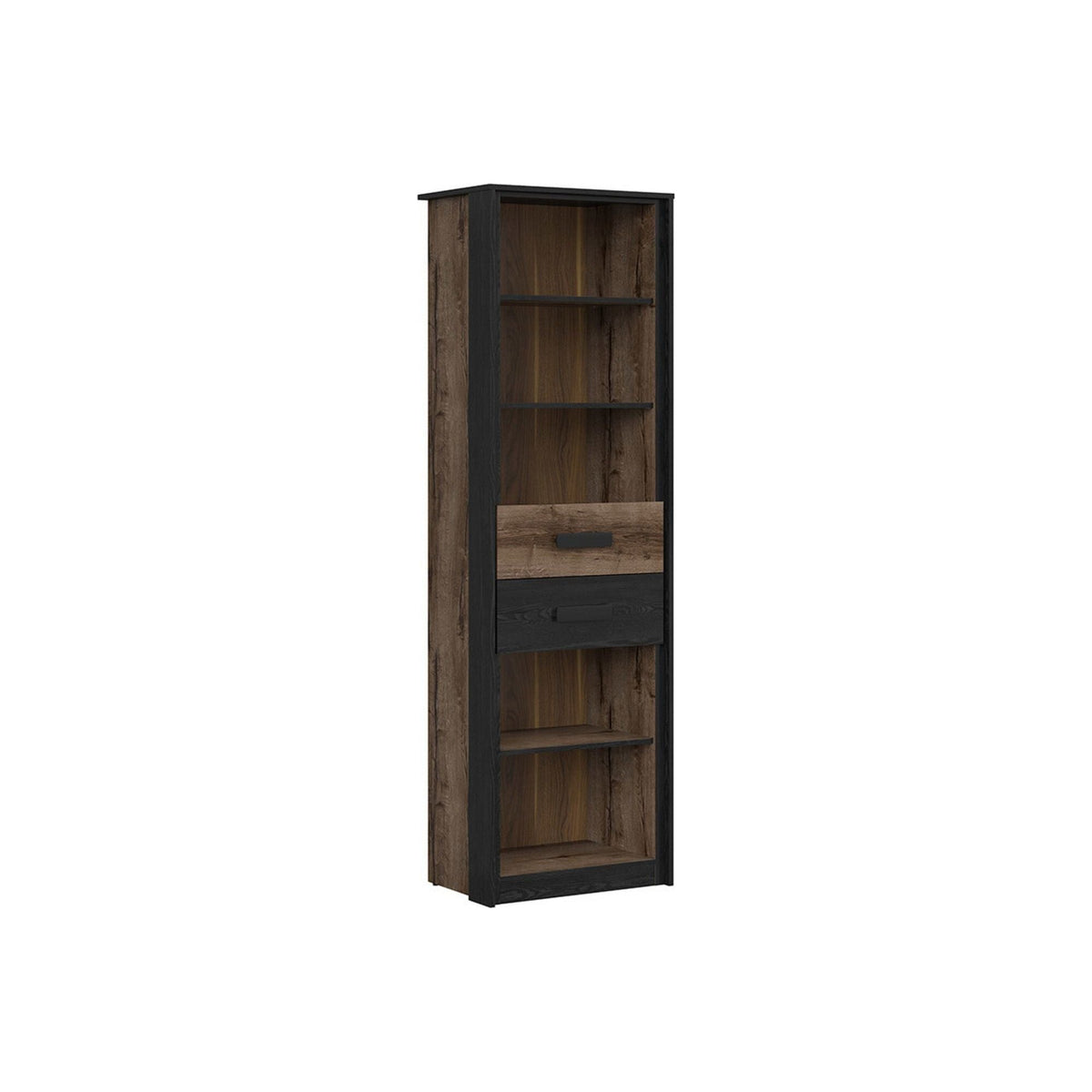 Biblioteca KASSEL, nuc/negru, PAL, 60x41x195 cm