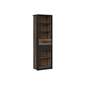 Biblioteca KASSEL, nuc/negru, PAL, 60x41x195 cm