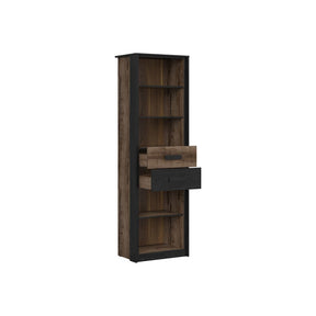 Biblioteca KASSEL, nuc/negru, PAL, 60x41x195 cm