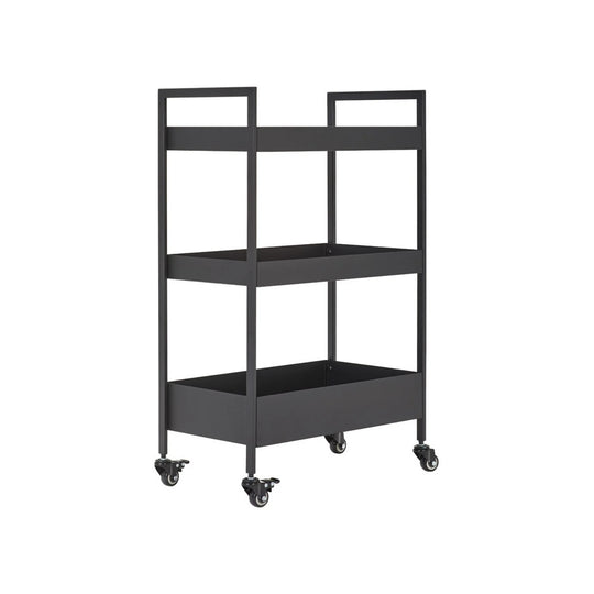 Carucior servire HELGE, negru, metal/plastic, 51x30x82 cm