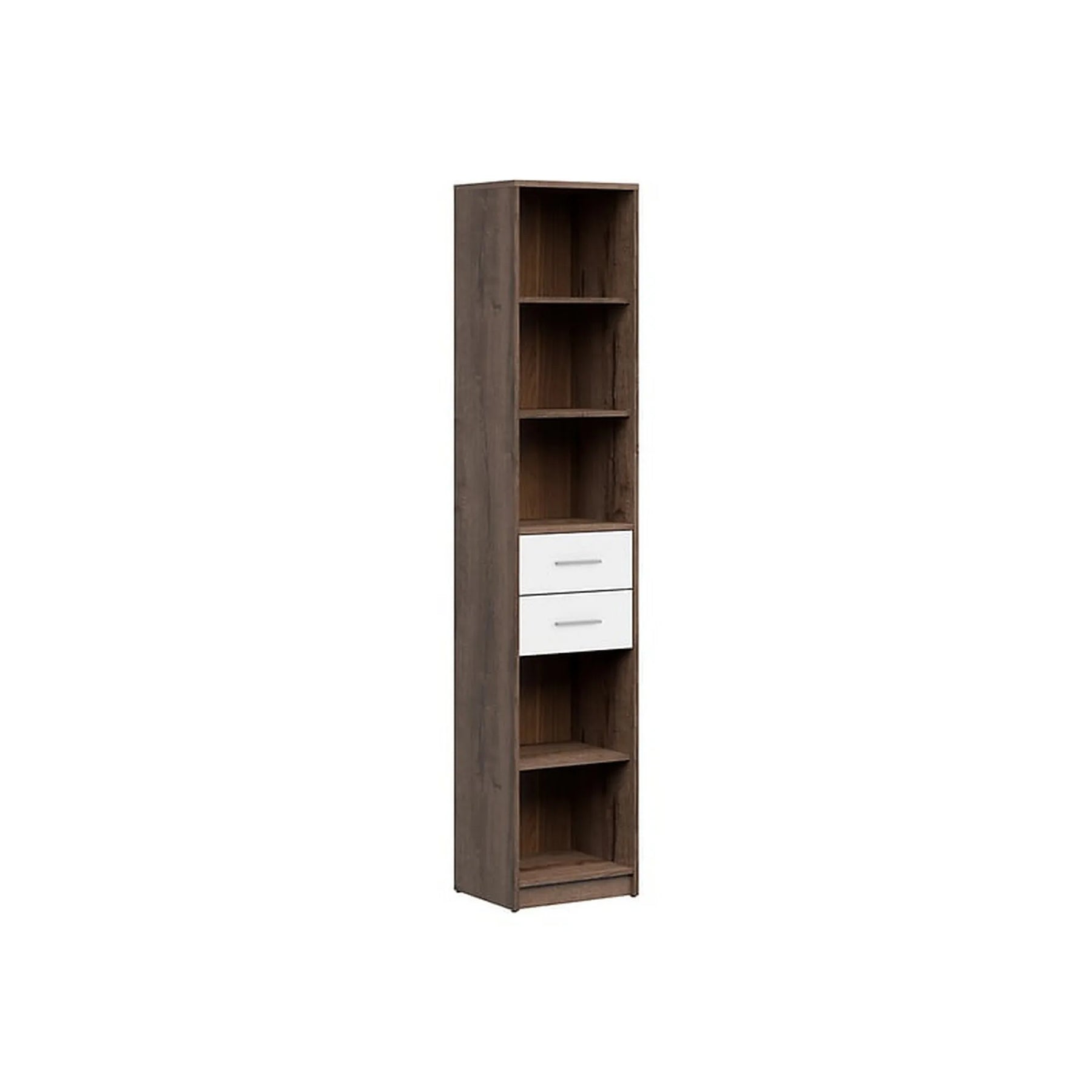 Biblioteca NEPO PLUS, stejar/alb, PAL laminat, 40x34x197 cm