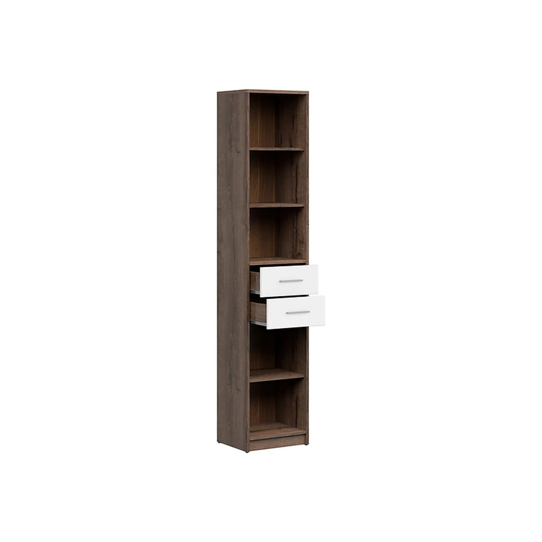Biblioteca NEPO PLUS, stejar/alb, PAL laminat, 40x34x197 cm