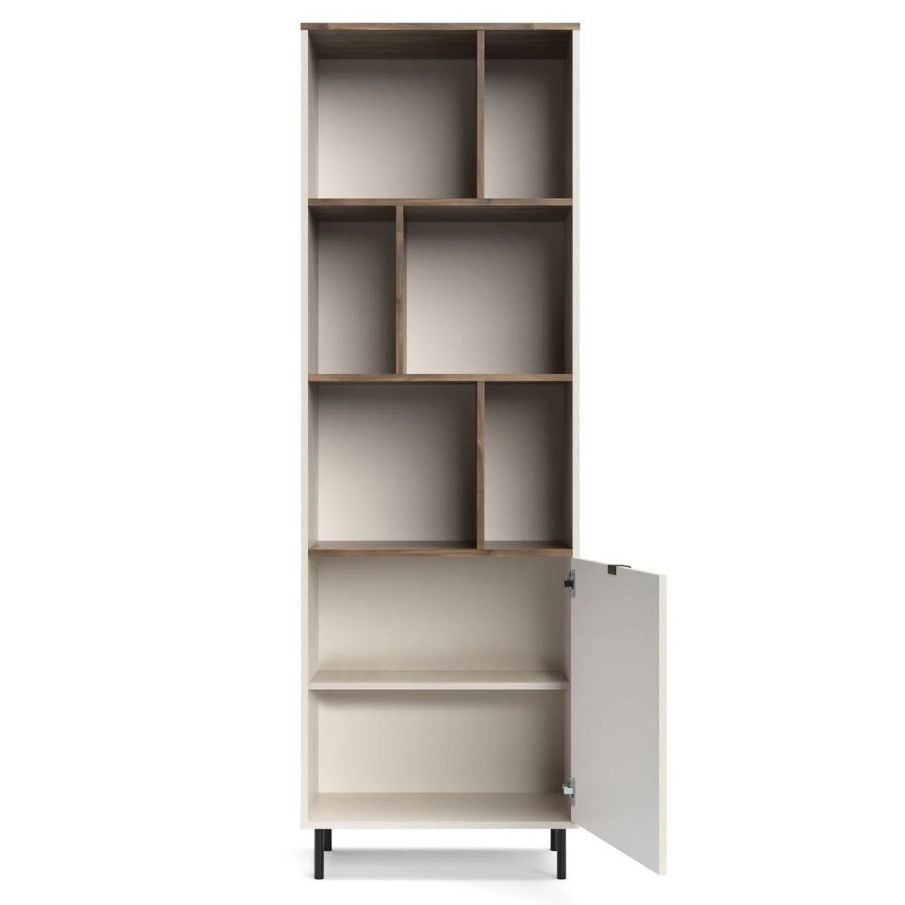 Biblioteca cu rafturi pentru carti EVO, PAL laminat/MDF/metal, casmir/stejar castello, 63.4×40×194.6 cm