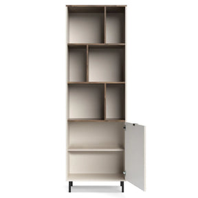 Biblioteca cu rafturi pentru carti EVO, PAL laminat/MDF/metal, casmir/stejar castello, 63.4×40×194.6 cm