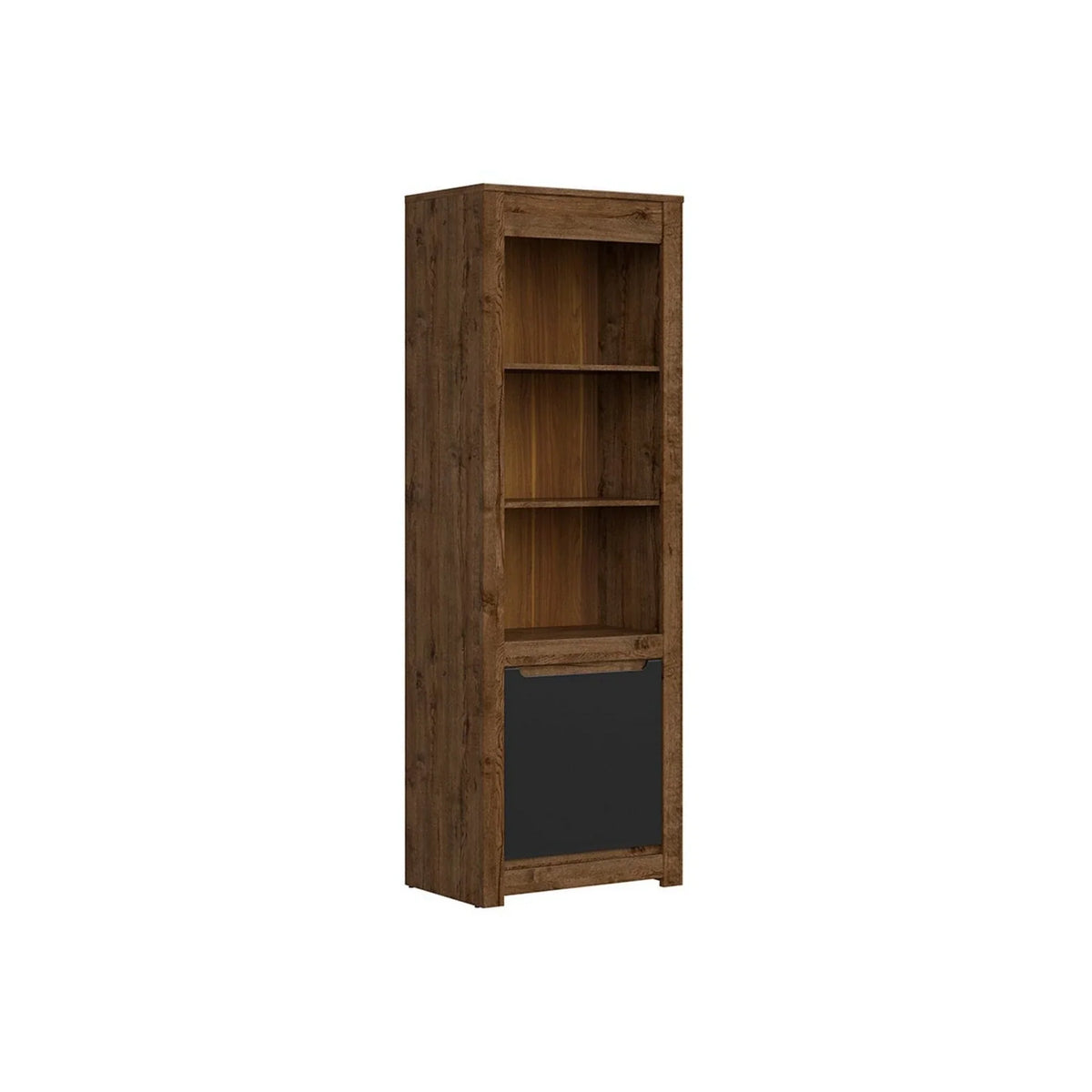 Biblioteca RUSO, stejar/negru mar, PAL, 69x46x205 cm