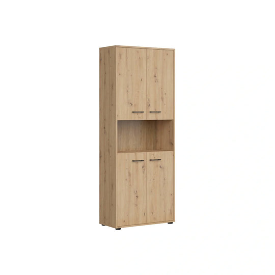 Dulap SPACE OFFICE, stejar artisan, PAL, cu 4 usi, 80x37x203 cm