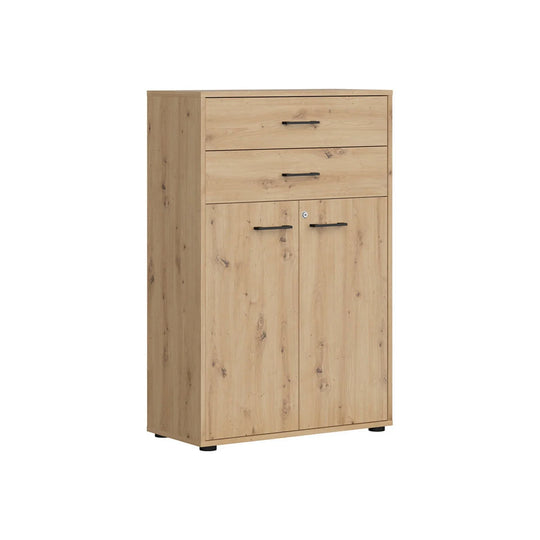 Comoda SPACE OFFICE, stejar artisan, PAL laminat, 80x37x122 cm