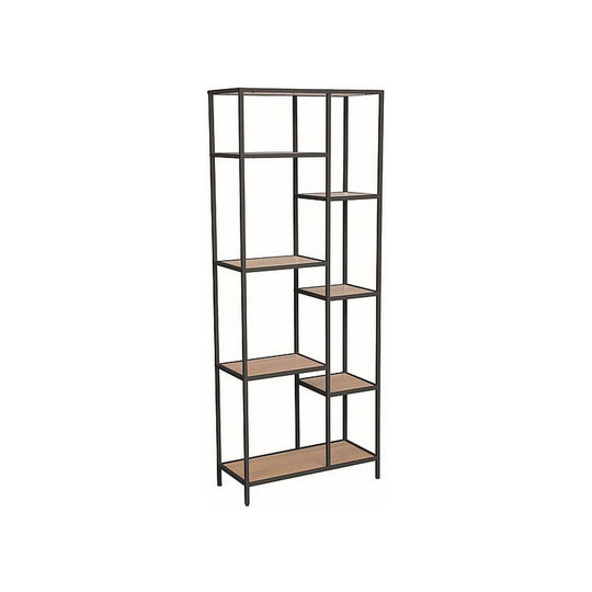 Biblioteca COSTA A, stejar/negru mat, PAL/metal, 70x30x178 cm