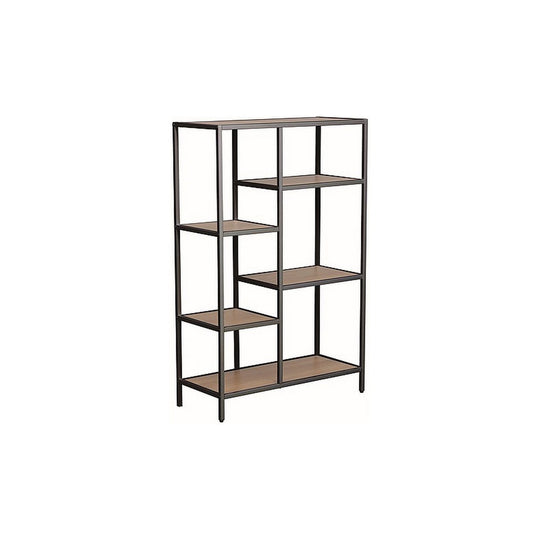 Biblioteca COSTA B, stejar/negru mat, PAL/metal, 70x30x109 cm