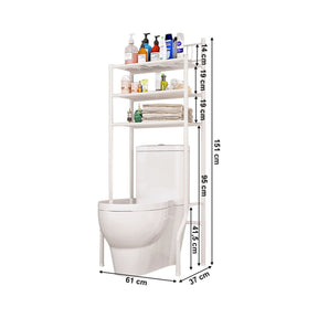 Raft deasupra toaletei REMIN, metal, alb, 3 polite deschise, 61x37x151 cm