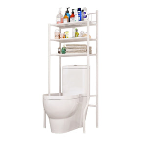 Raft deasupra toaletei REMIN, metal, alb, 3 polite deschise, 61x37x151 cm