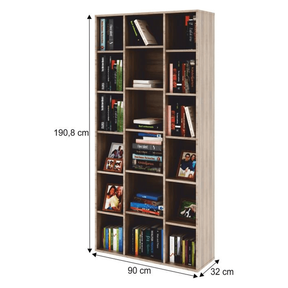 Biblioteca DUNAJ TIP 13 , PAL melaminat, stejar sonoma, 90x32x190.8 cm