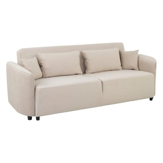 Canapea extensibila AKARO, stofa catifelata bej - Tiffany 02, cu lada depozitare, 227x114x85 cm