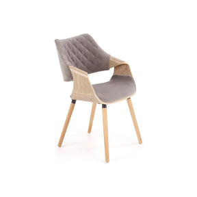 Scaun tapitat K396, stejar/gri, stofa catifelata/placaj, 56x55x77 cm