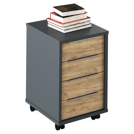 Noptiera birou RIOMA NEW TYP 14, DTD laminat, grafit/stejar artisan, 43x48x66.7 cm