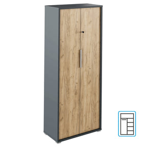 Dulap RIOMA NEW TYP 31 cu incuietoare, DTD, grafit/stejar artizanal, 75x38x182.6 cm