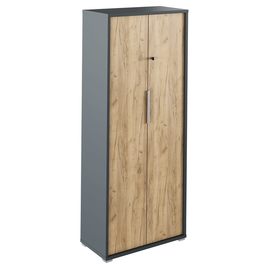 Dulap RIOMA NEW TYP 31 cu incuietoare, DTD, grafit/stejar artizanal, 75x38x182.6 cm