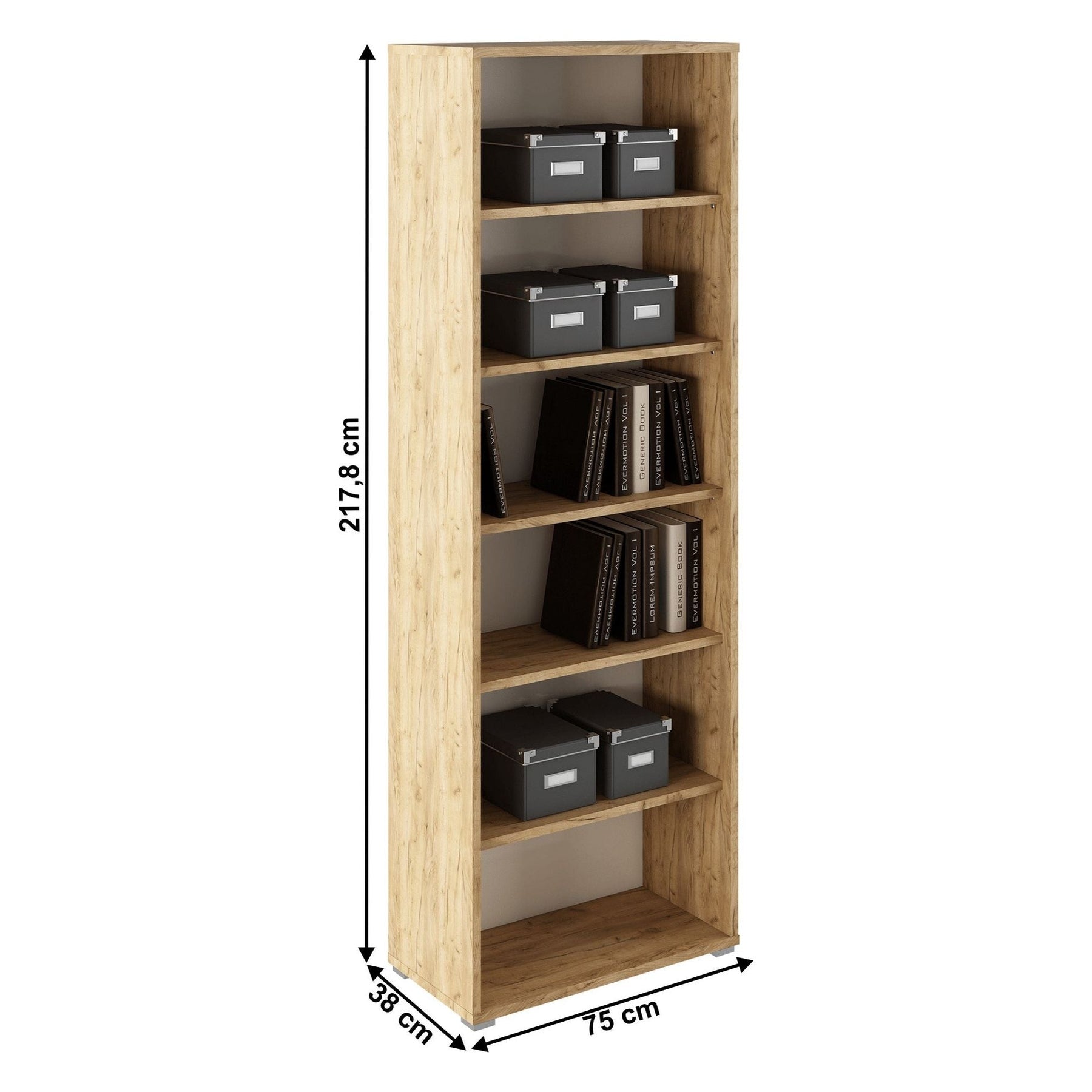 Etajera RIOMA NEW TYP 01, stejar, DTD, 75x38x217.8 cm