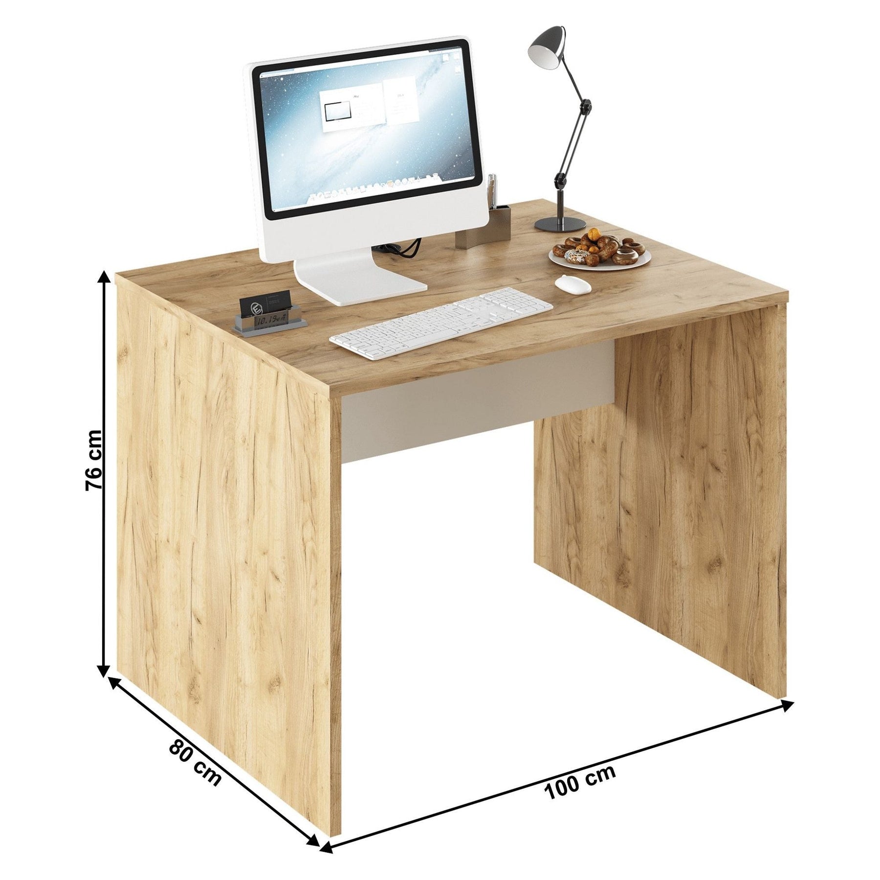 Masă birou RIOMA NEW TYP 12, stejar artisan/alb, DTD laminat, 100x80x76 cm